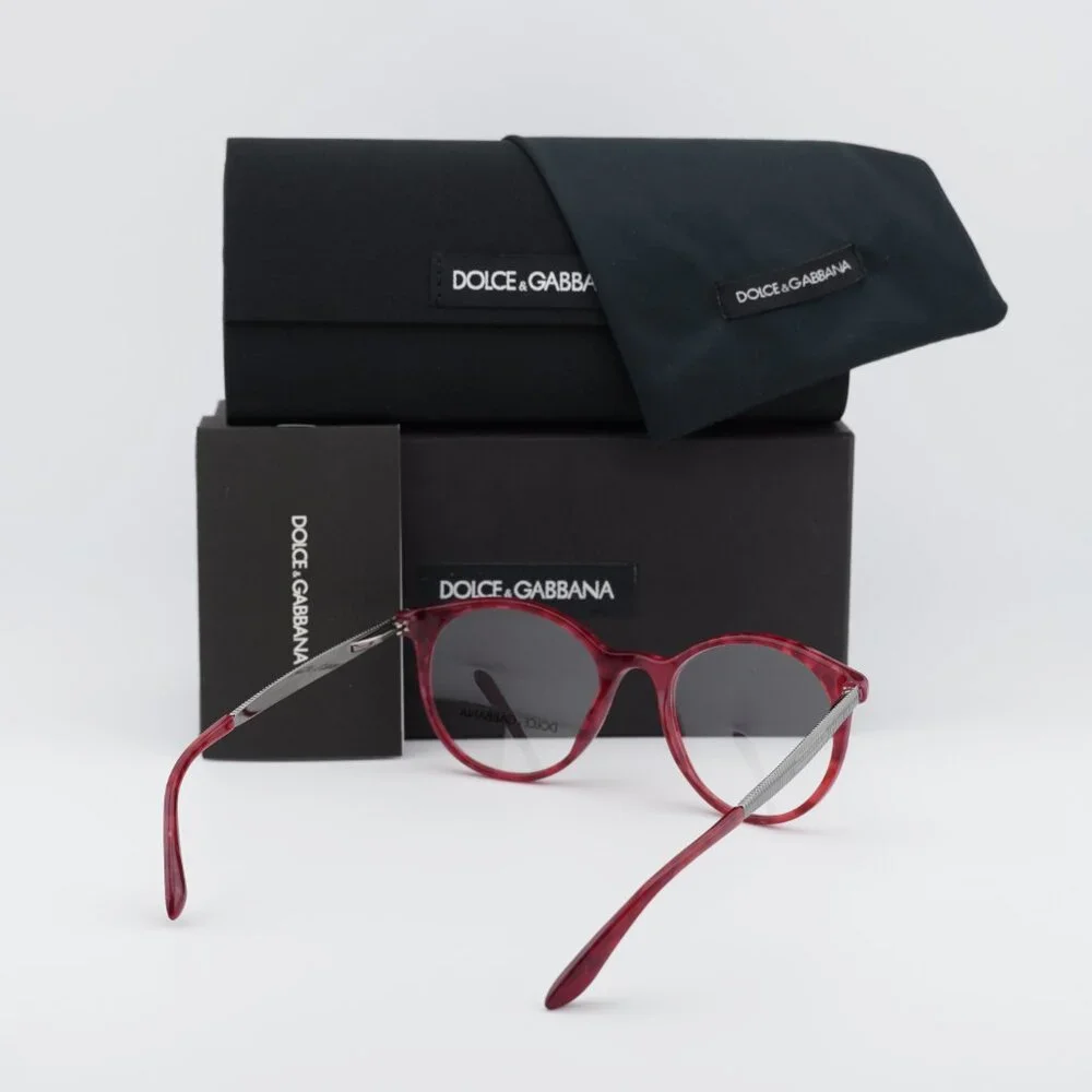 Dolce & Gabbana DG3292 3175 Round Eyeglasses 50mm - Cherry Havana/Ruthenium
